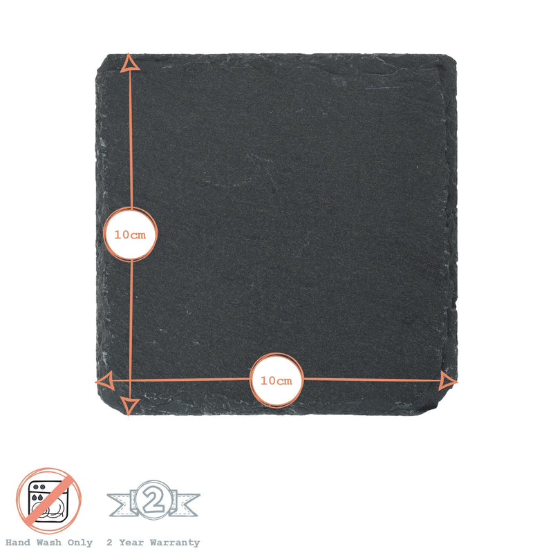Black Square Slate Coasters - Pack of Six - By Argon Tableware