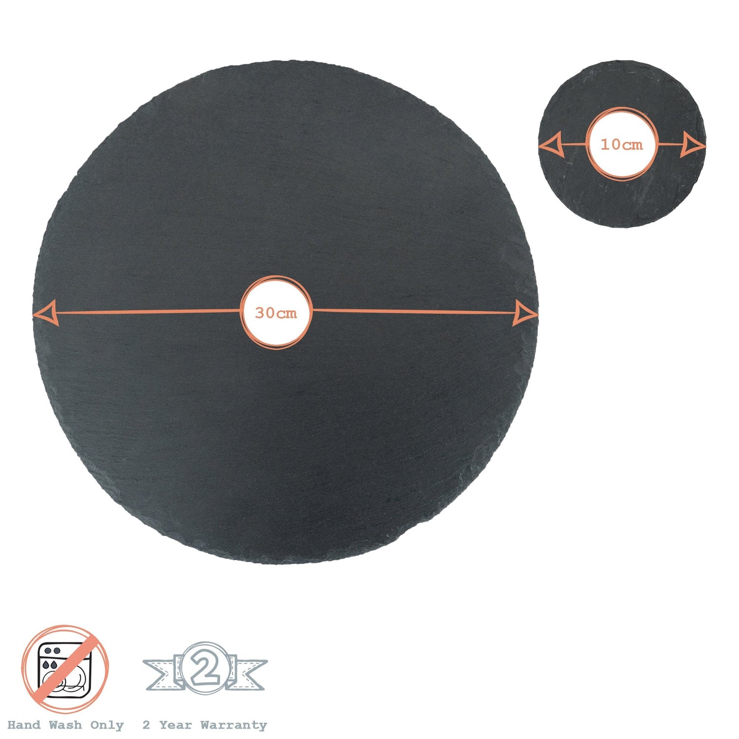 12pc Black Round Slate Placemat &amp; Coaster Sets