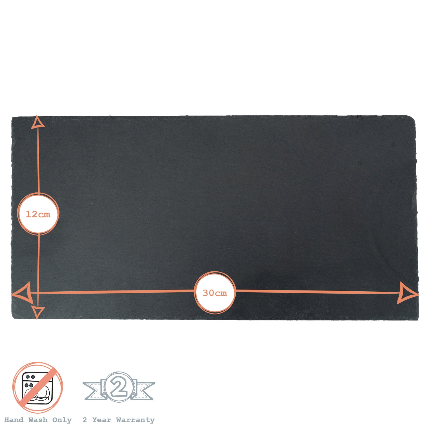 29cm x 12cm Rectangular Natural Slate Serving Plate - Pack of Six