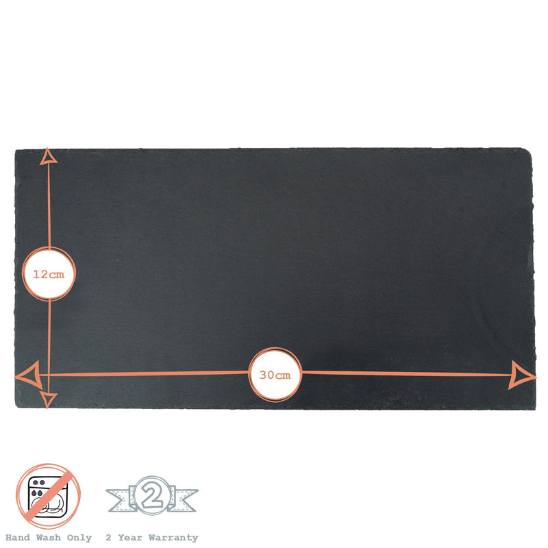 30cm x 12cm Rectangle Slate Serving Platter - By Argon Tableware