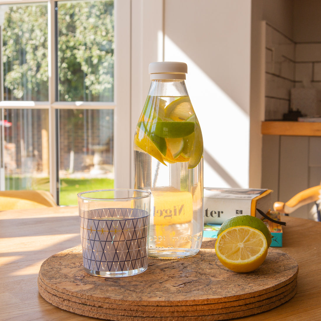 Glass Milk Bottle with Silicone Lid - 1L