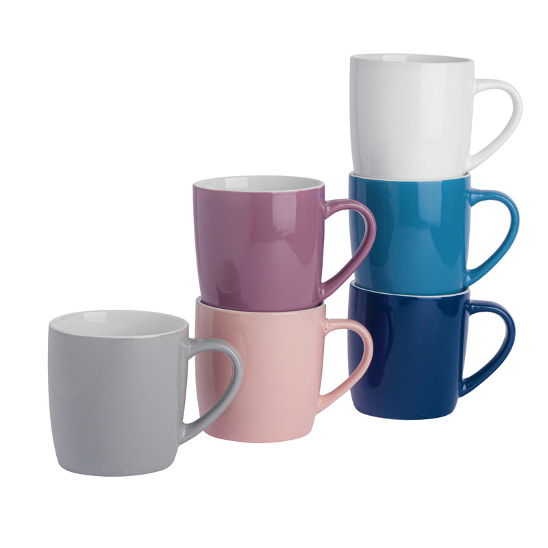 350ml Contemporary Coffee Mugs - Multicoloured - Pack of Six - By Argon Tableware