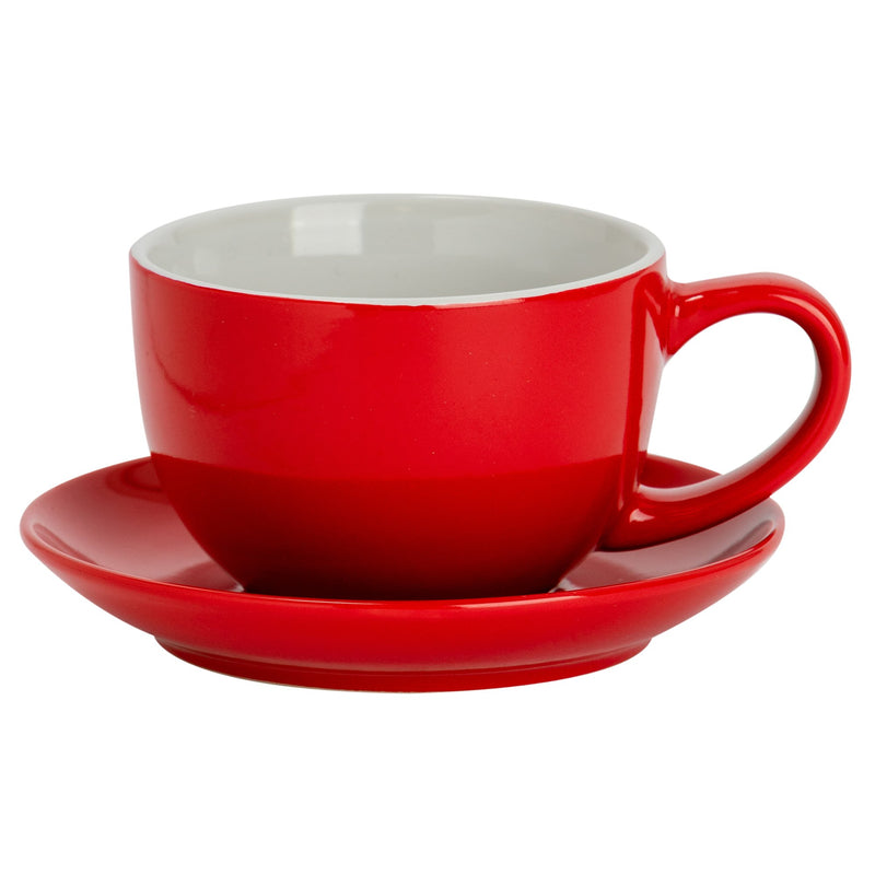 250ml Coloured China Cappuccino Cup & Saucer Set - By Argon Tableware