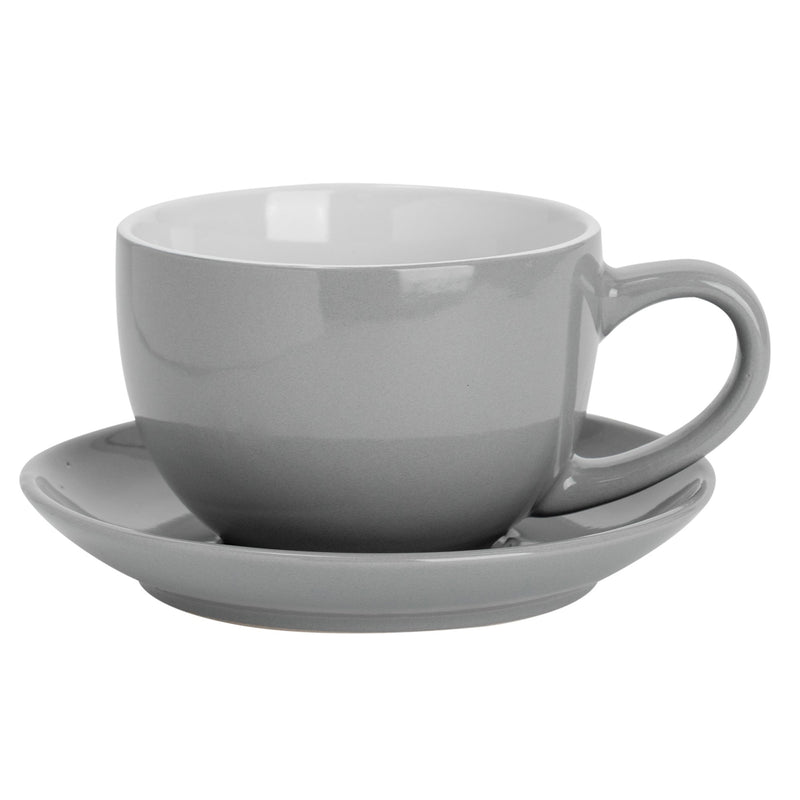 250ml Coloured China Cappuccino Cup & Saucer Set - By Argon Tableware