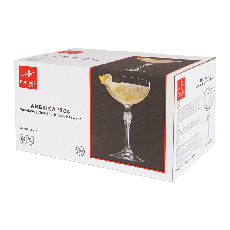 230ml America '20s Champagne Saucers - Pack of Six - By Bormioli Rocco