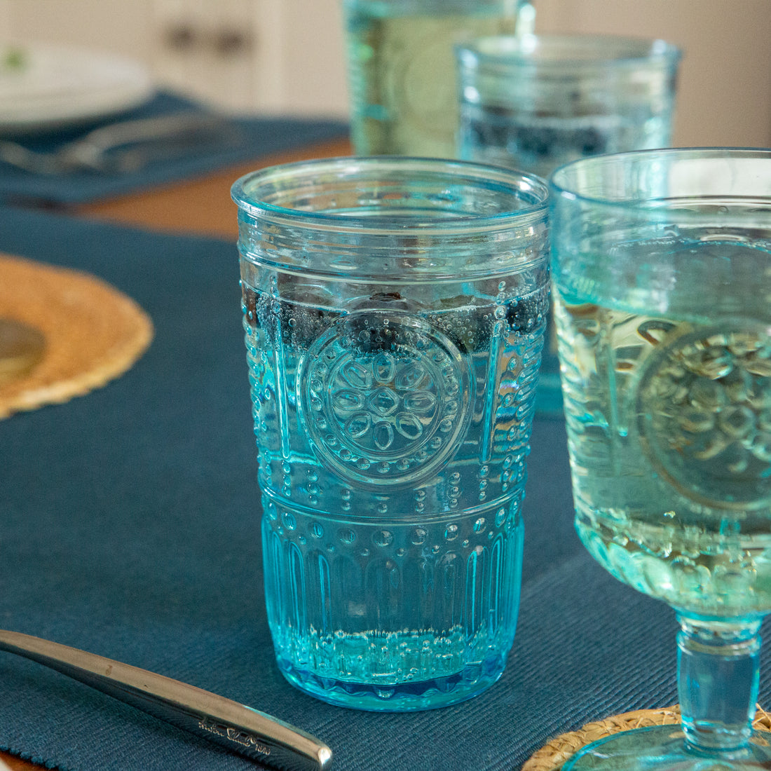340ml Romantic Highball Glasses - Blue - Pack of 4