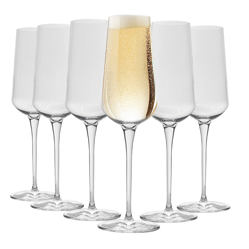 Bormioli Rocco Inalto Uno Glass Champagne Flutes - 285ml - Pack of 6