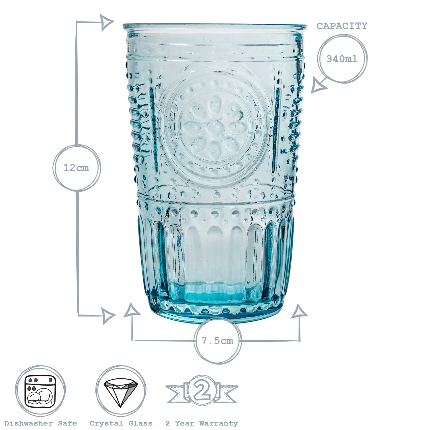 340ml Romantic Highball Glasses - Pack of Four