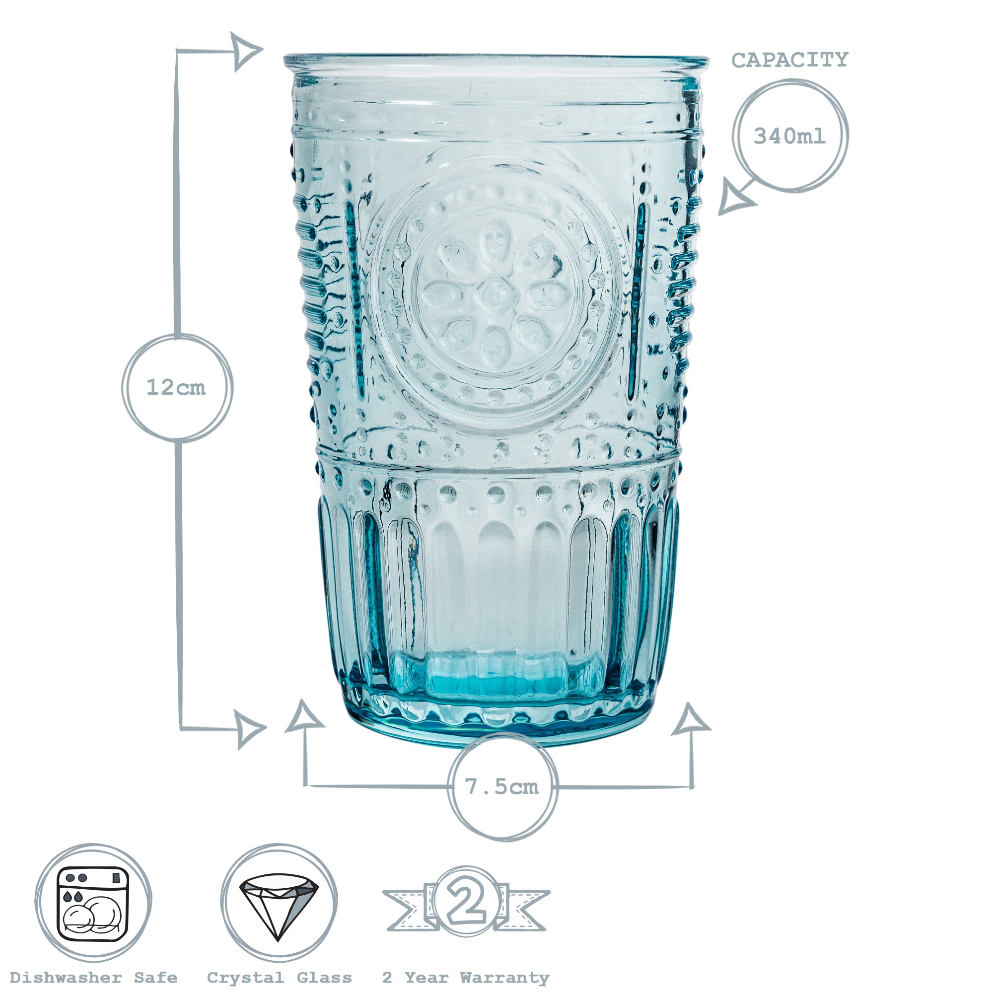 340ml Romantic Highball Glasses - Pack of Four