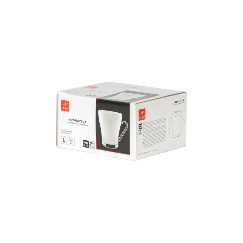 235ml Aromateca Oslo White Glass Coffee Cups - Pack of Four - By Bormioli Rocco