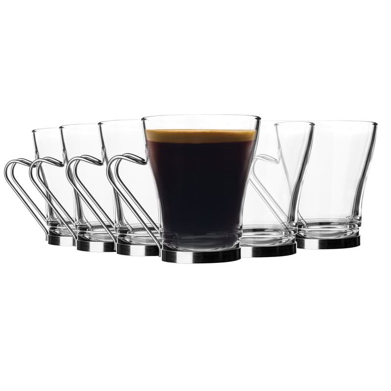 220ml Oslo Glass Coffee Cups - Pack of Six - By Bormioli Rocco