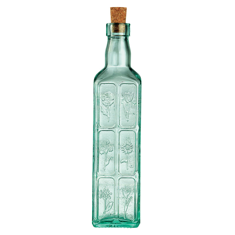 Country Home Fiori Olive Oil Bottle with Cork Lid - 500ml - Green - By Bormioli Rocco