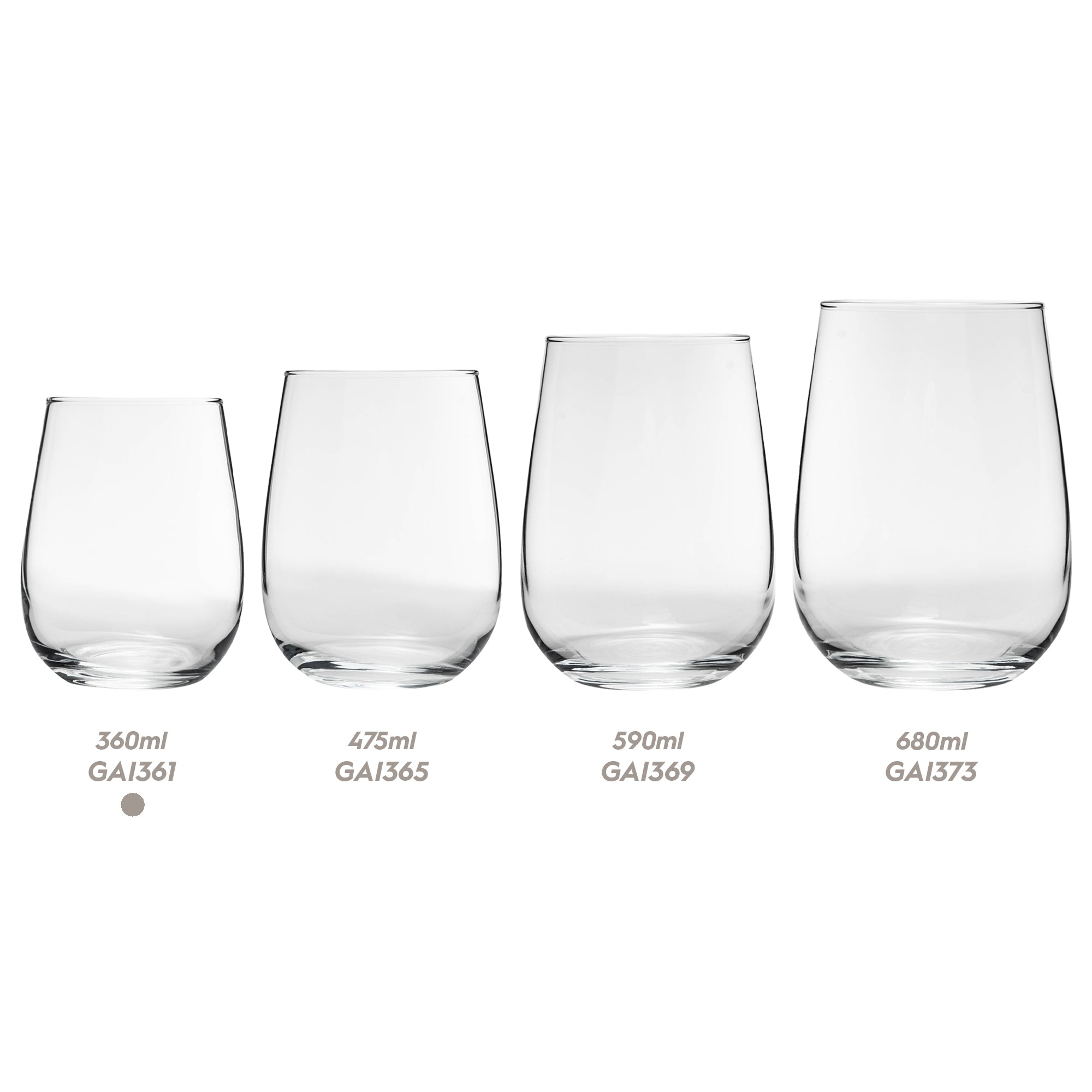 360ml Gaia Stemless Wine Glasses - Pack of Six