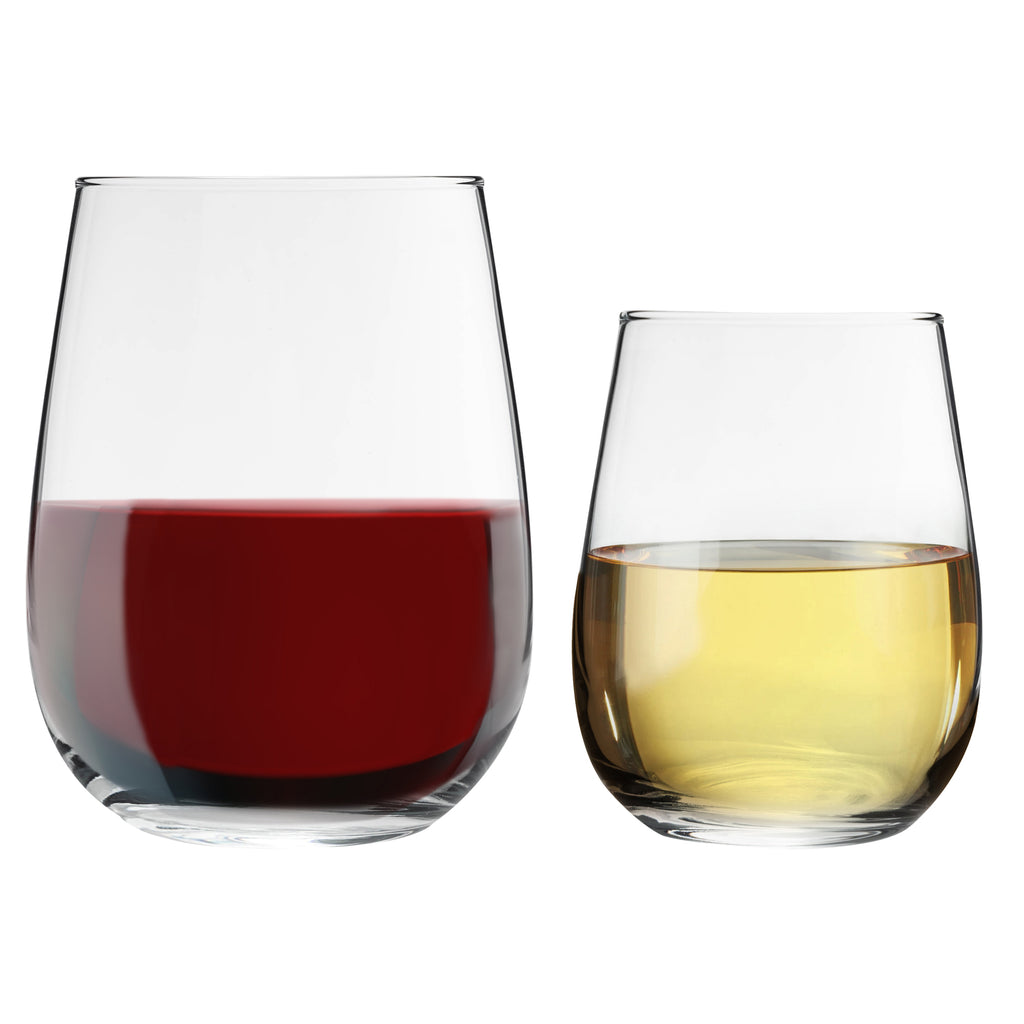 LAV 6 Piece Gaia Stemless Red Wine Glasses Set - Modern Glass Goblets  Tumblers - 590ml