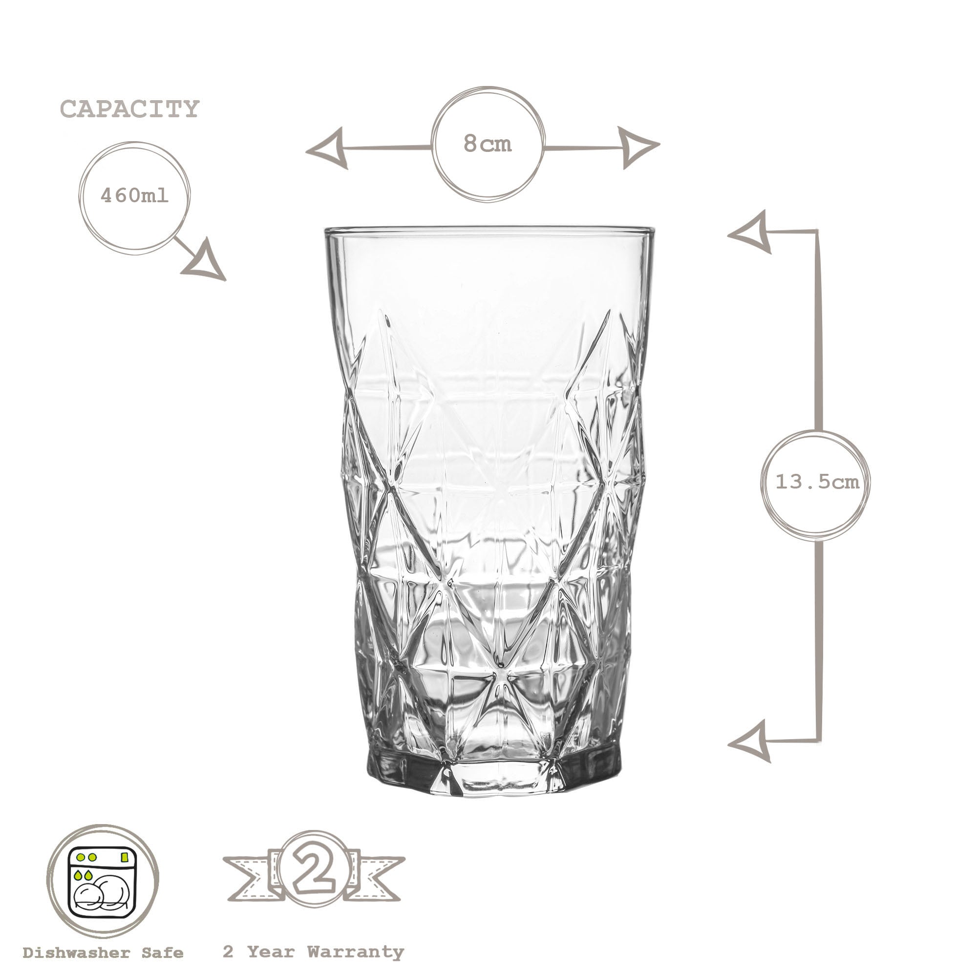 460ml Keops Highball Glasses - Pack of Six