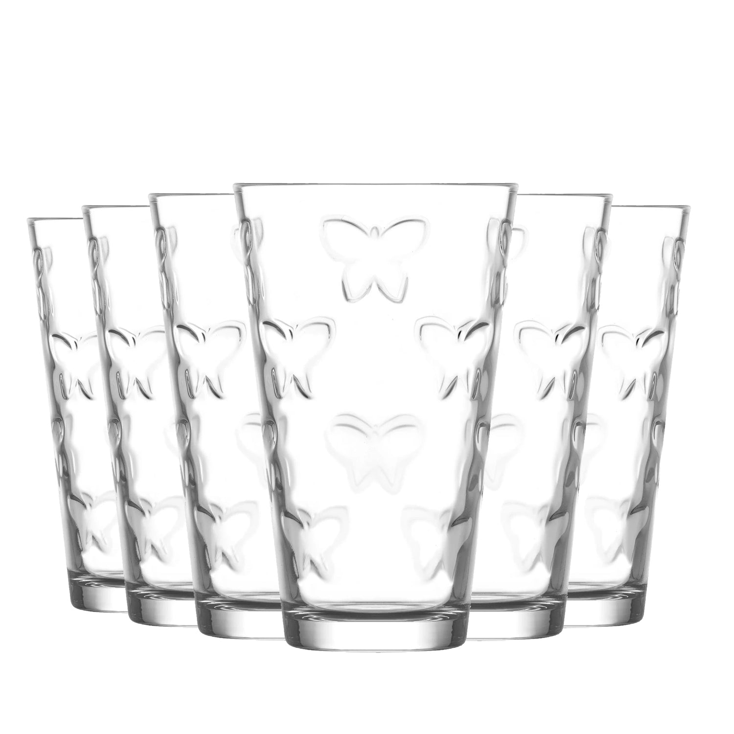 325ml Embossed Kelebek Highball Glasses - Pack of Six