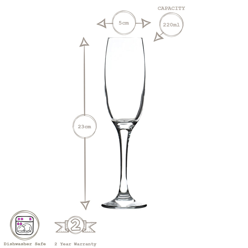 220ml Venue Champagne Flutes - Pack of Six - By LAV