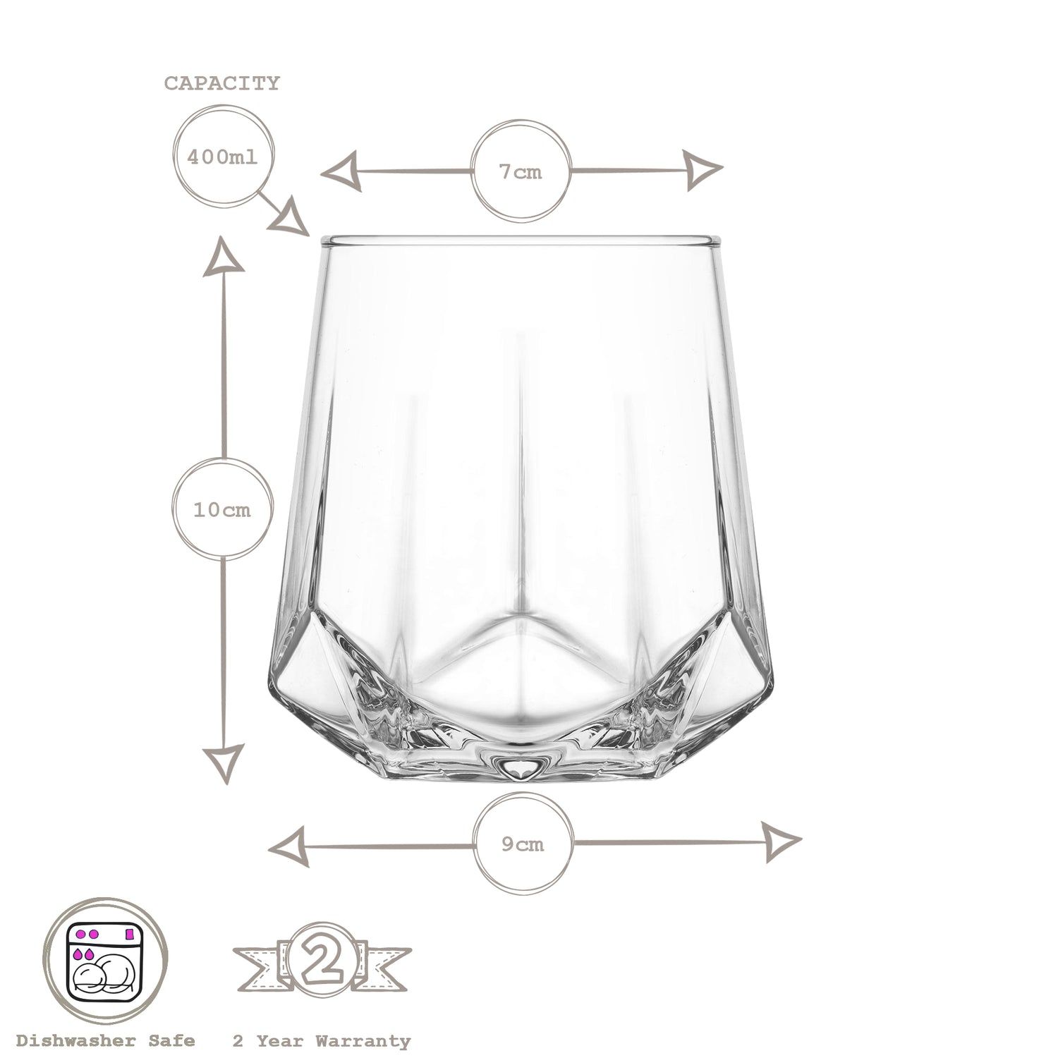 400ml Valeria Whisky Glasses - Pack of Six