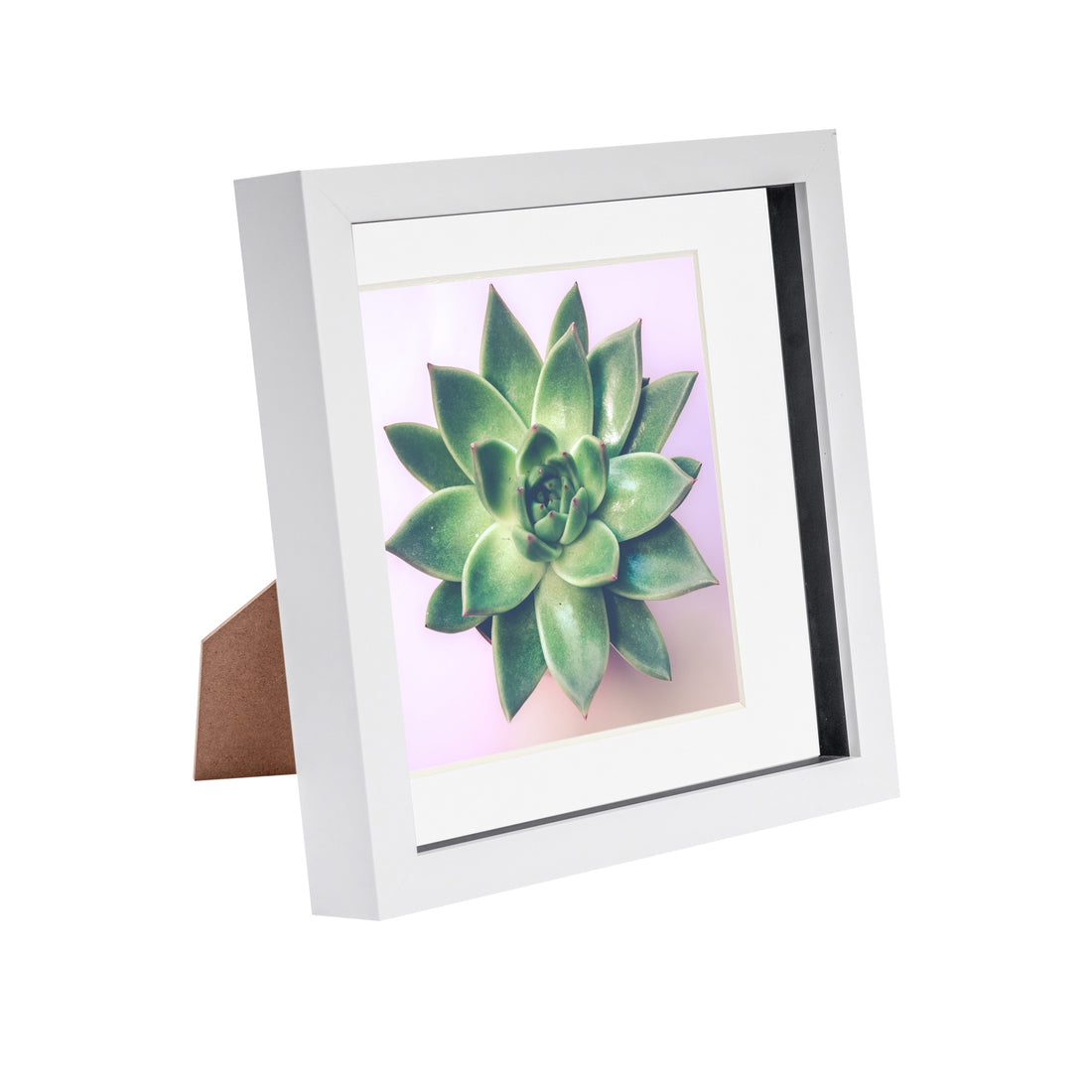 White 8" x 8" Shadow Box Photo Frame with 6" x 6" White Mount &amp; Black Spacer