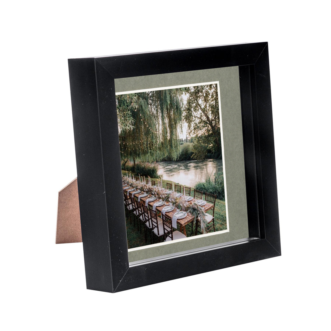 Black 6" x 6" Shadow Box Photo Frame with 4" x 4" Grey Mount