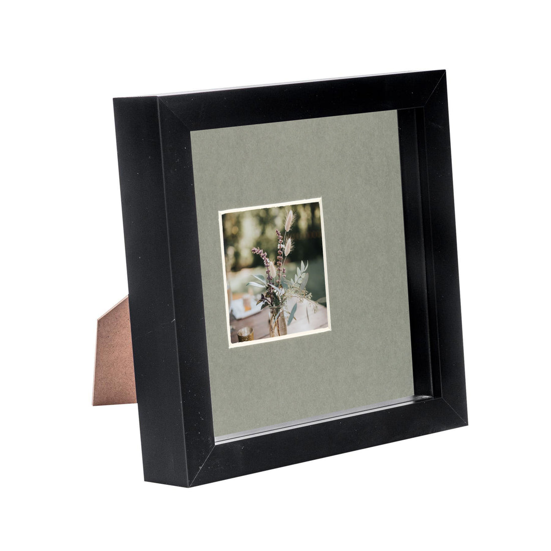 Black 6" x 6" Shadow Box Photo Frame with 2" x 2" Grey Mount