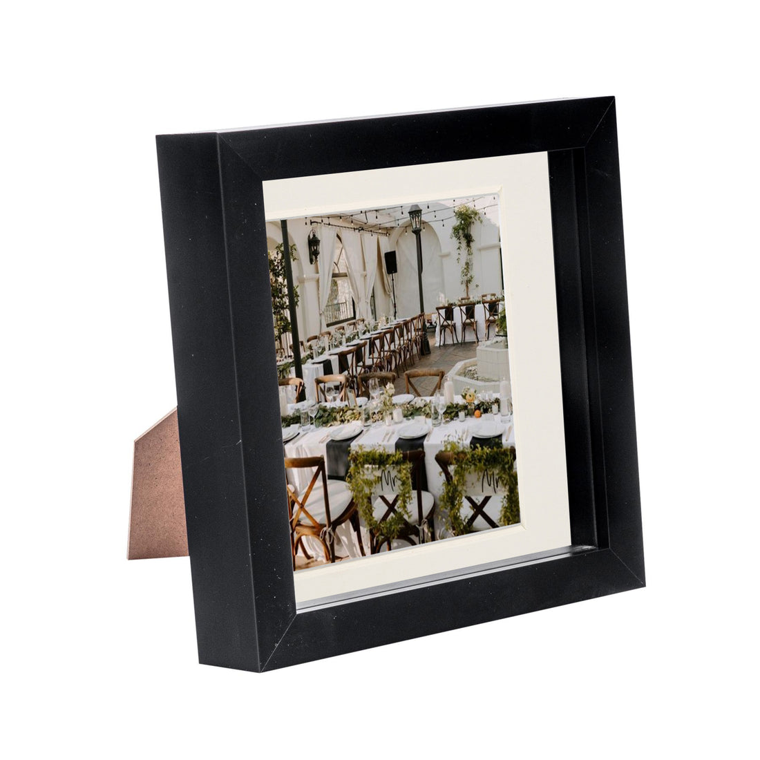 Black 6" x 6" Shadow Box Photo Frame with 4" x 4" Ivory Mount