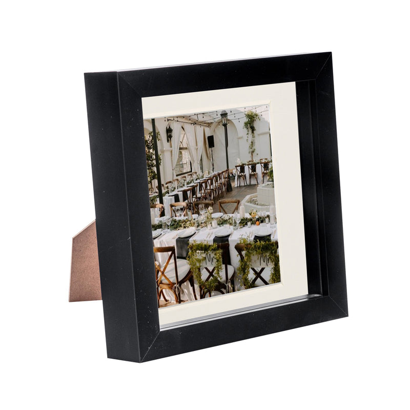 6" x 6" Black 3D Box Photo Frame - with 4" x 4" Mount - By Nicola Spring