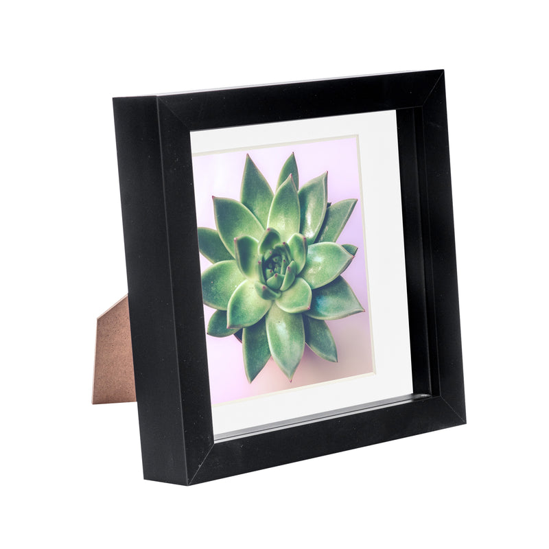 6" x 6" Black 3D Box Photo Frame with 4" x 4" Mount - By Nicola Spring