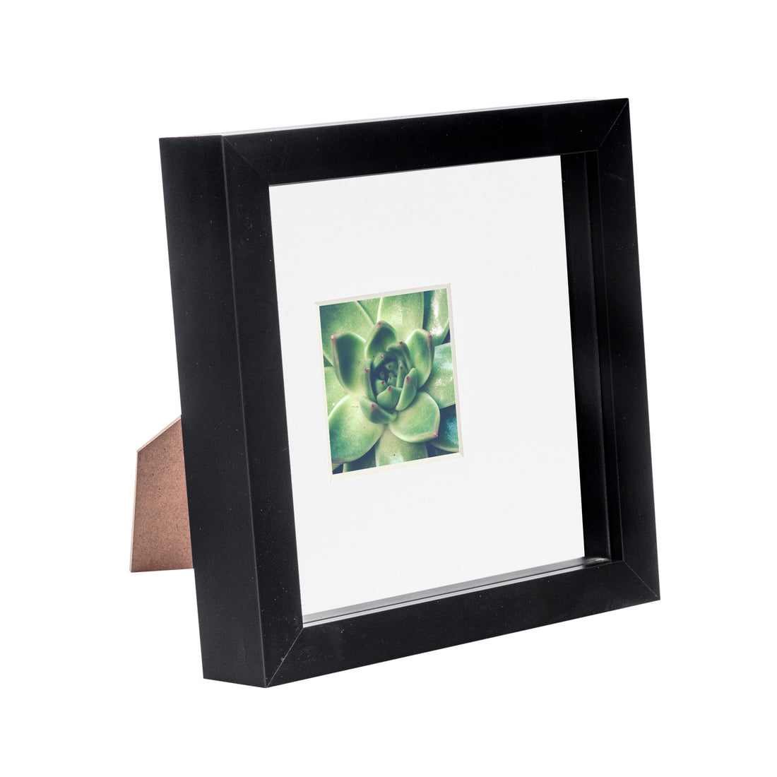 Black 6" x 6" Shadow Box Photo Frame with 2" x 2" White Mount