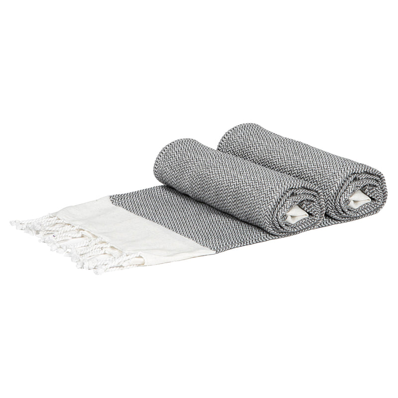 Nicola Spring Turkish Cotton Towels - Zig Zag - Grey - Pack of 2