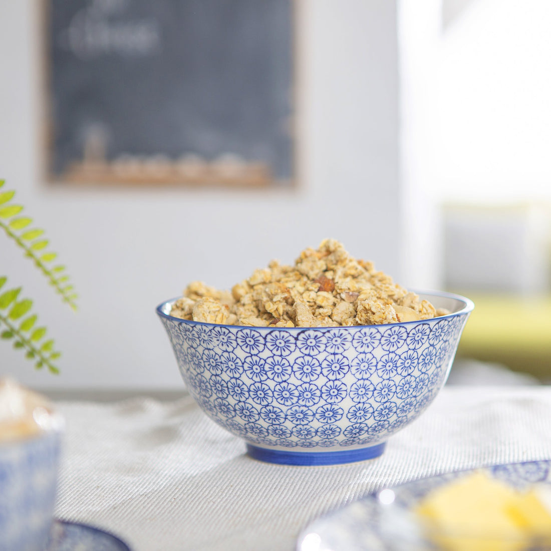 Navy 16cm Hand-Printed Stoneware Cereal Bowls - Pack of 6