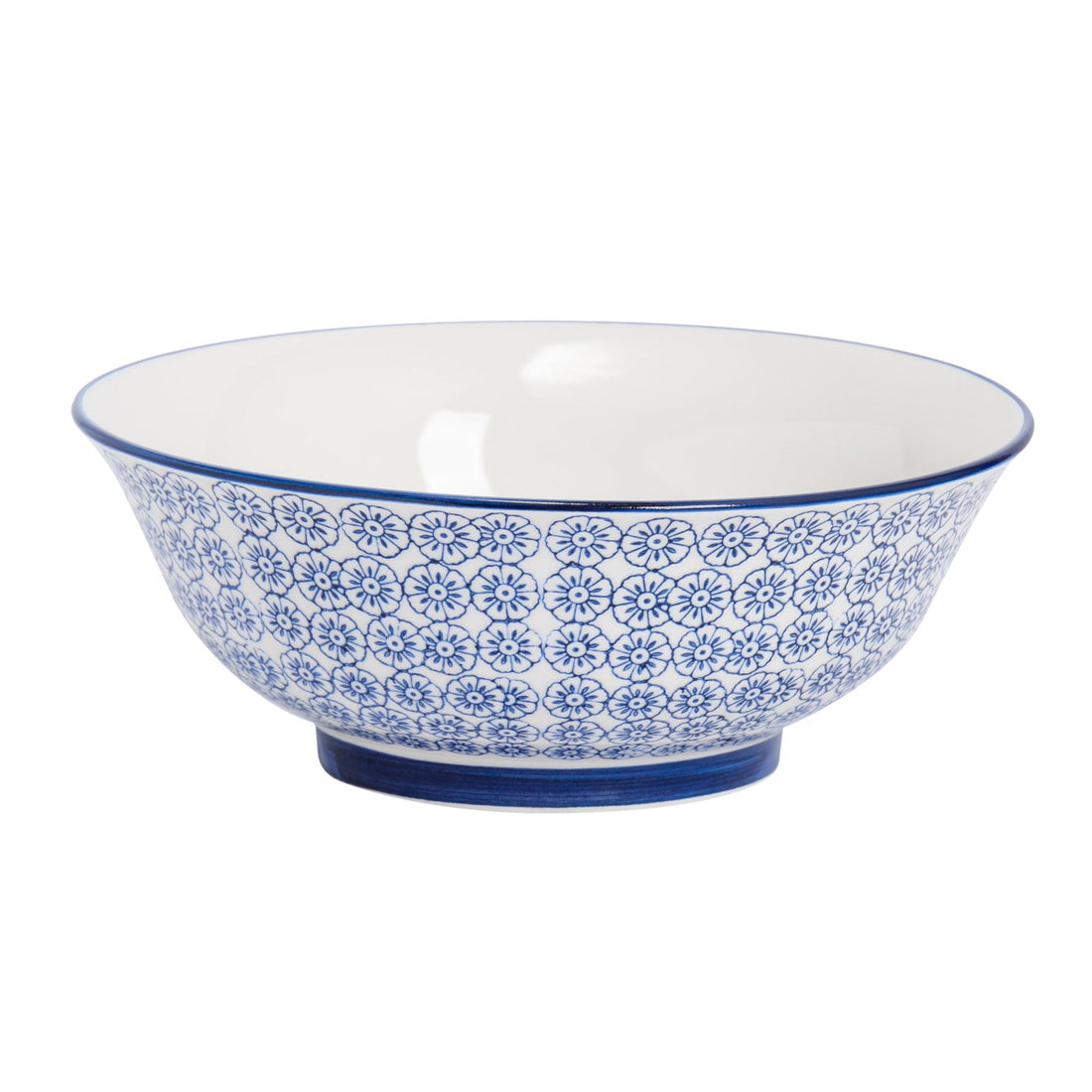 Navy 21.5cm Hand-Printed Stoneware Salad Bowl