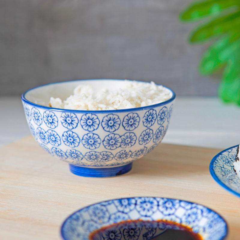 12cm Hand Printed China Rice Bowl - By Nicola Spring
