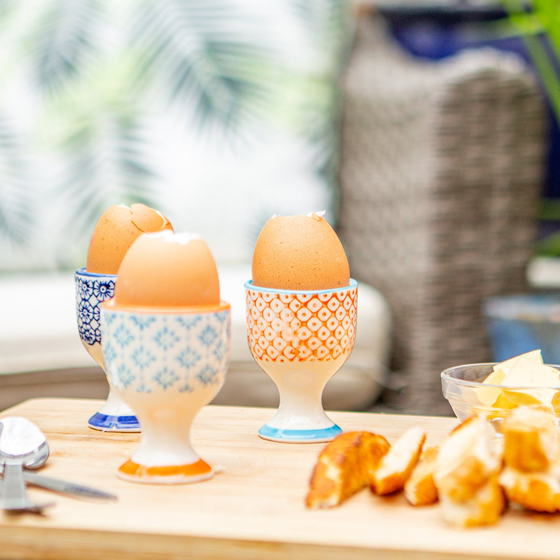 Hand Printed China Egg Cups - Pack of Two