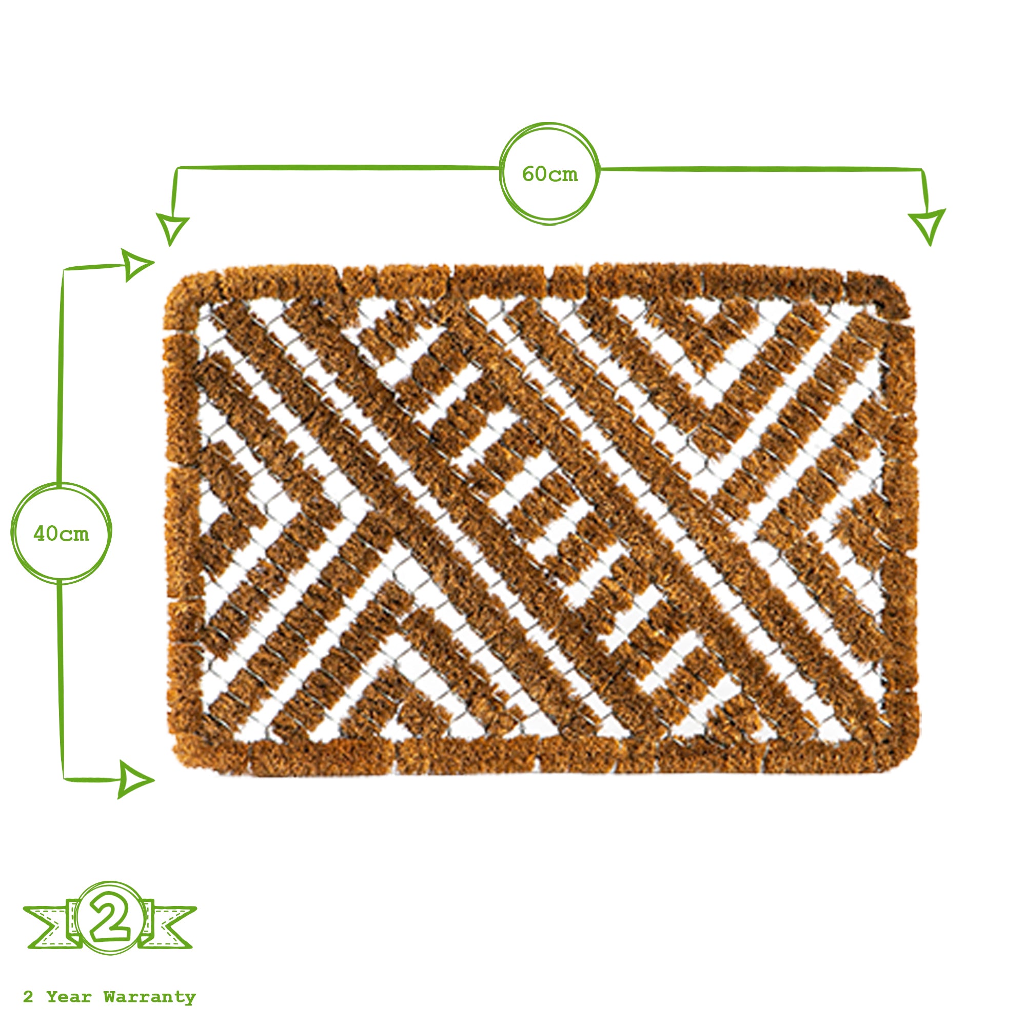 60cm x 40cm Scraper Non-Slip Coir Door Mat