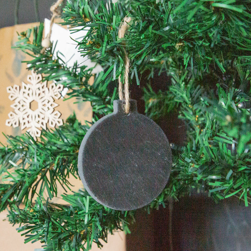 Bauble Slate Christmas Tree Decoration - Pack of Six - By Nicola Spring