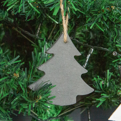 Slate Christmas Tree Decoration - Pack of Six