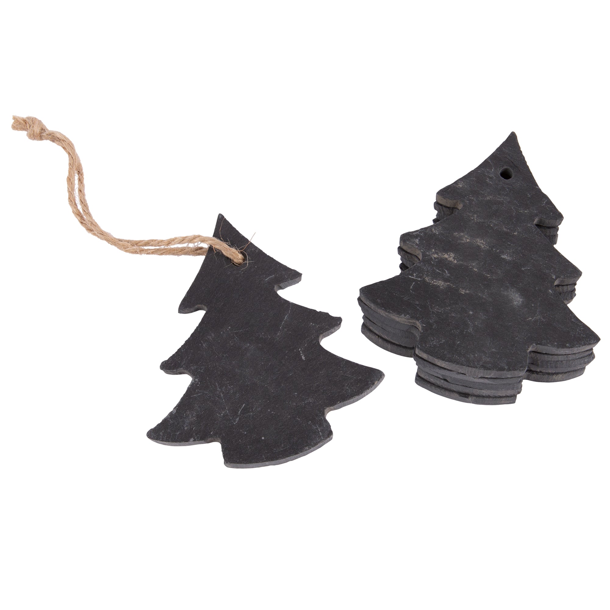 Slate Christmas Tree Decoration - Pack of Six