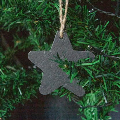 Star Slate Christmas Tree Decoration - Pack of Six