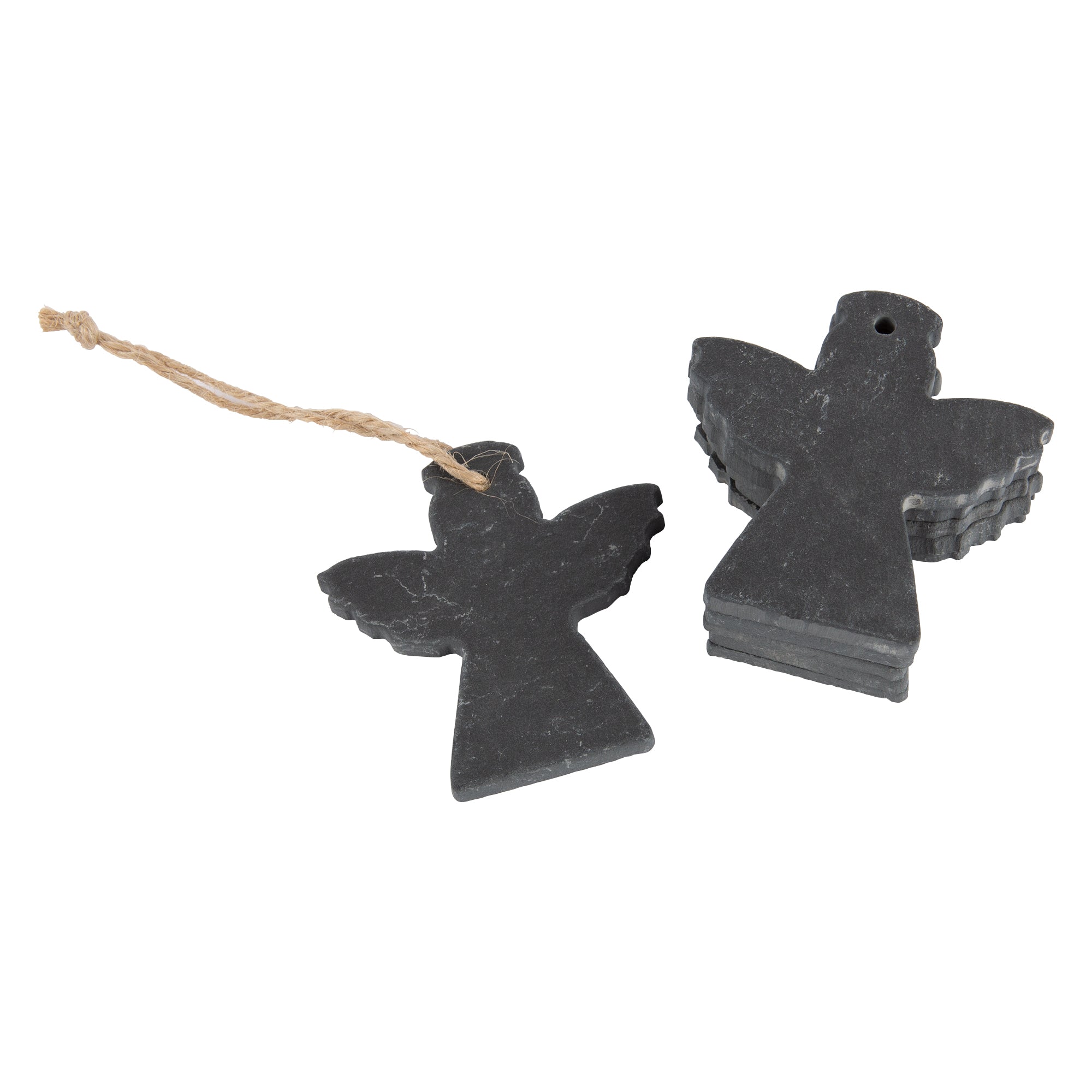 Angel Slate Christmas Tree Decoration - Pack of Six