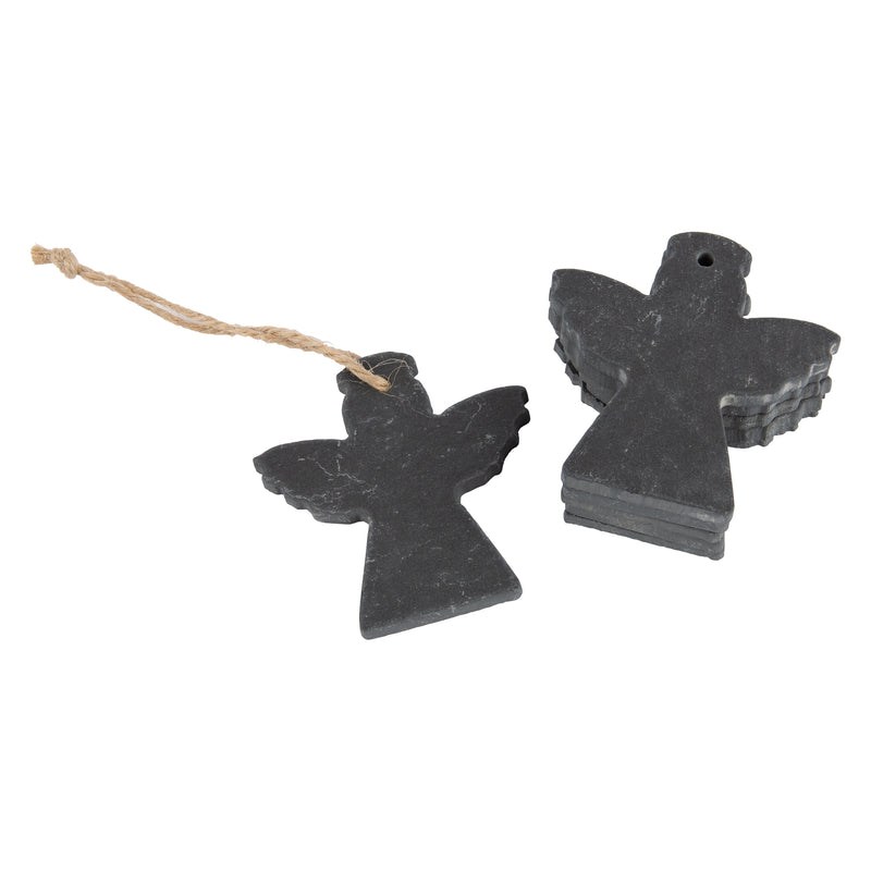 Slate Angel Christmas Tree Decoration - Pack of Six - By Nicola Spring