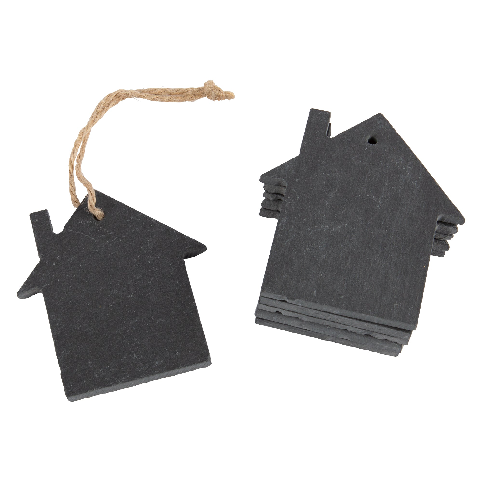 House Slate Christmas Tree Decoration - Pack of Six