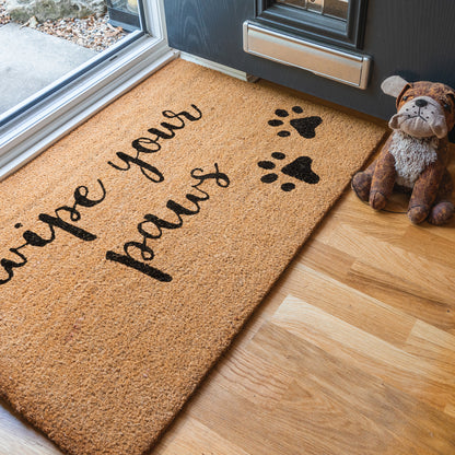 90cm x 60cm Wipe Your Paws Coir Door Mat