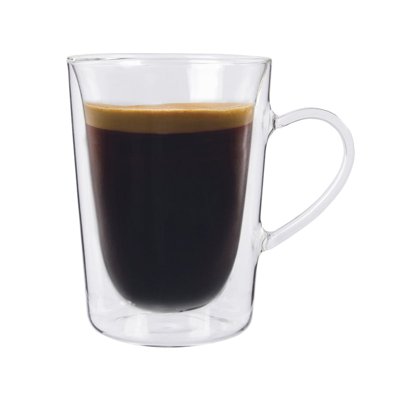 285ml Double Walled Glass Mugs - Pack of Two - By Rink Drink