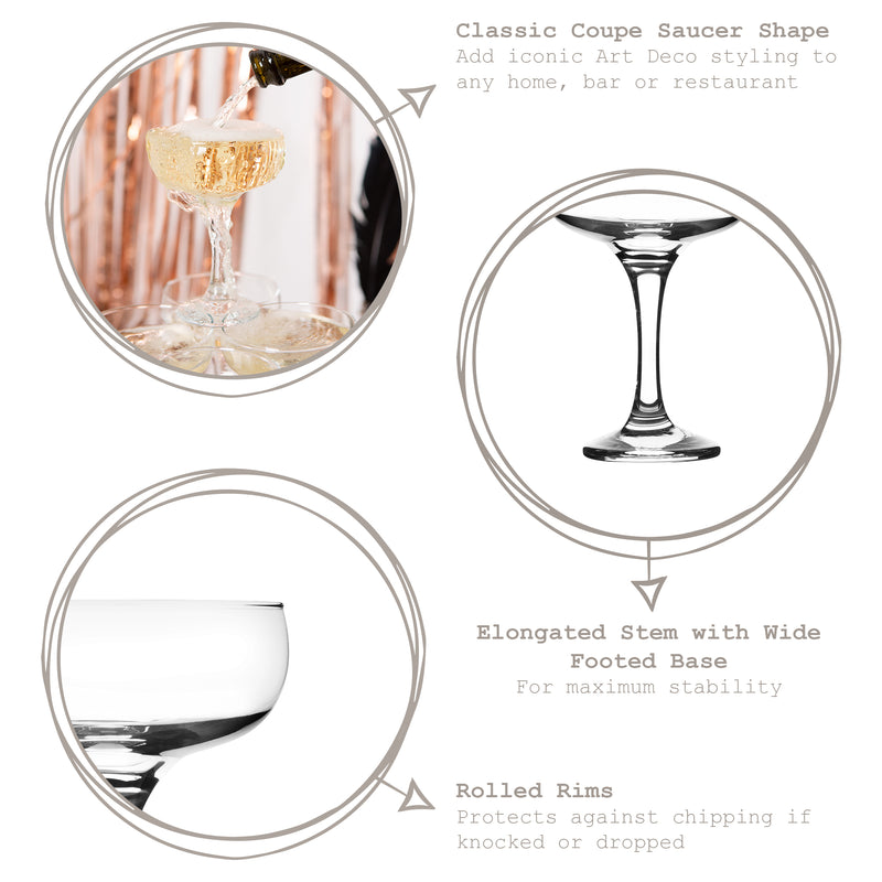 235ml Misket Champagne Cocktail Saucers - Pack of Six - By LAV