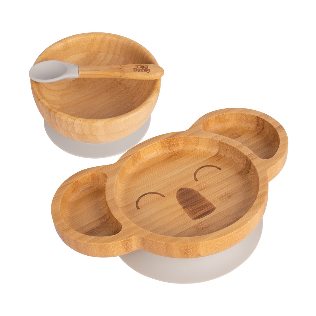 Kit the Koala Bamboo Suction Dinner Set - Grey