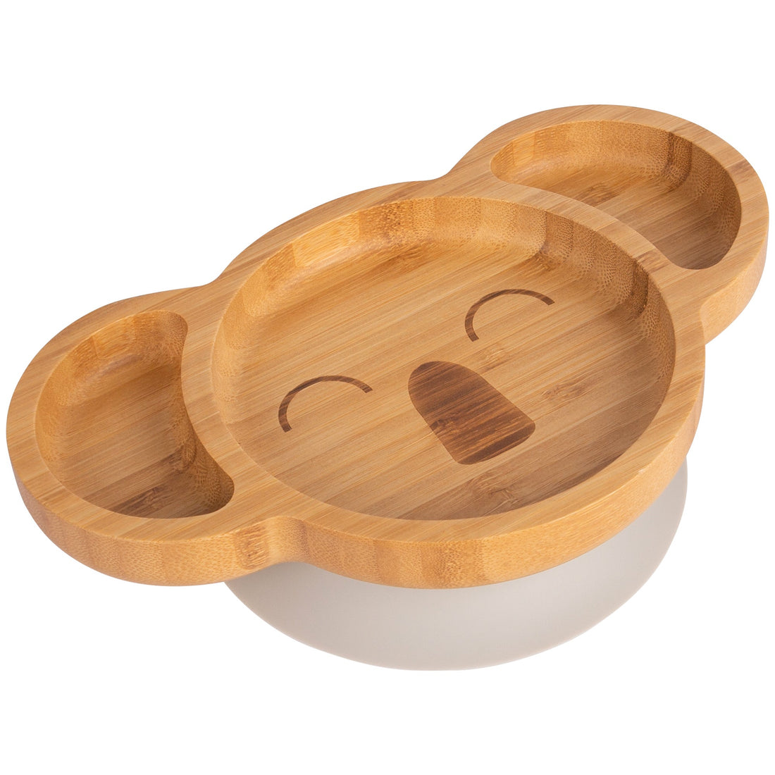 Kit the Koala Bamboo Baby Feeding Plate with Grey Suction Cup