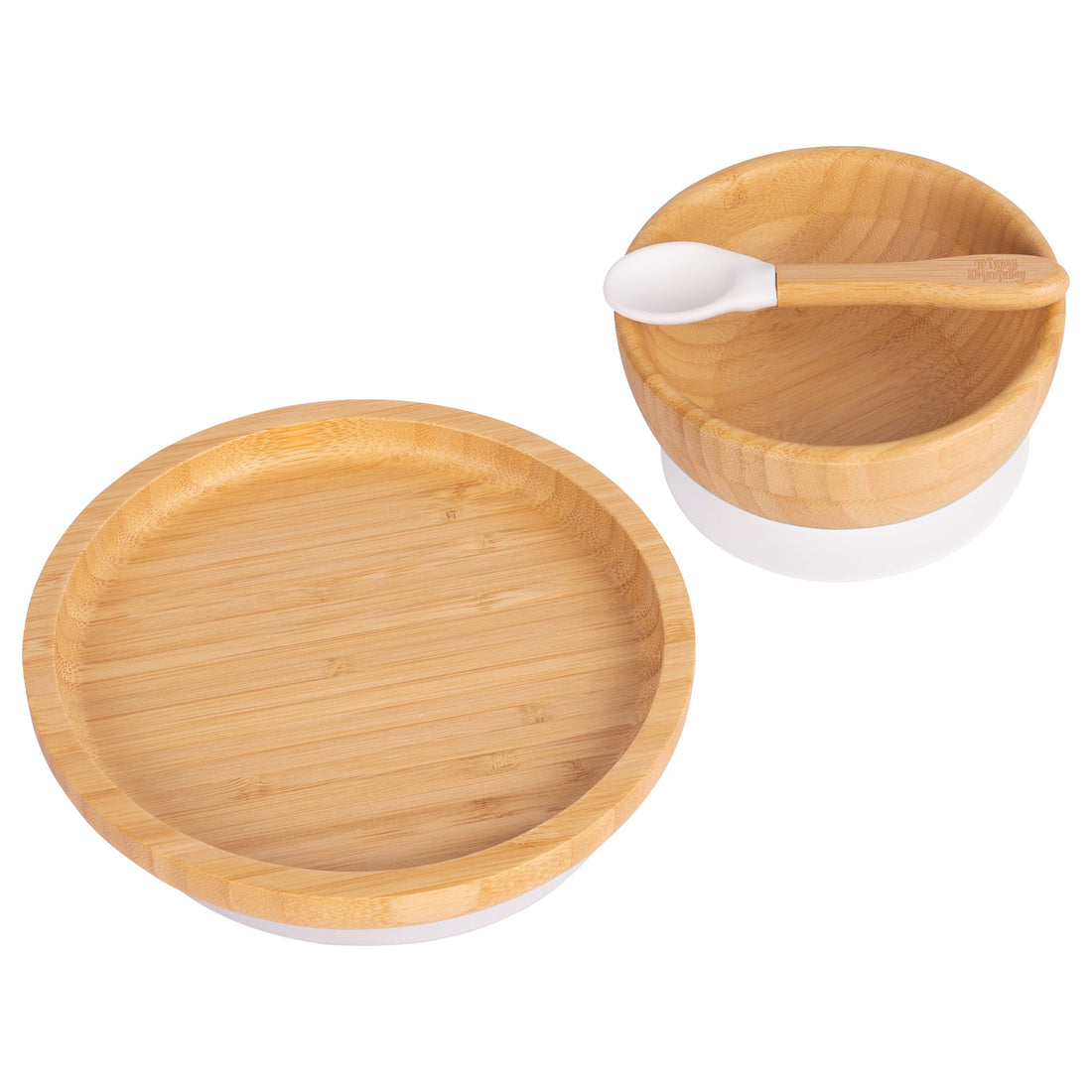 Round Open Bamboo Suction Dinner Set - White