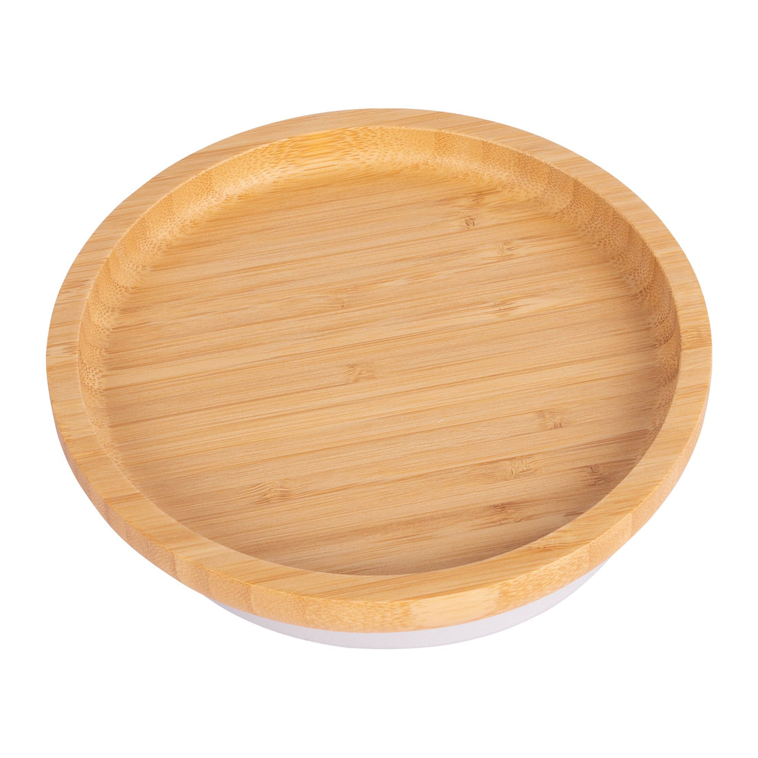 Round Bamboo Baby Feeding Plate with White Suction Cup