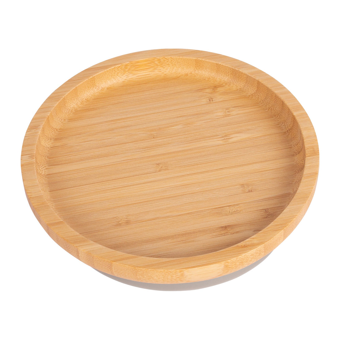 Round Bamboo Baby Feeding Plate with Grey Suction Cup
